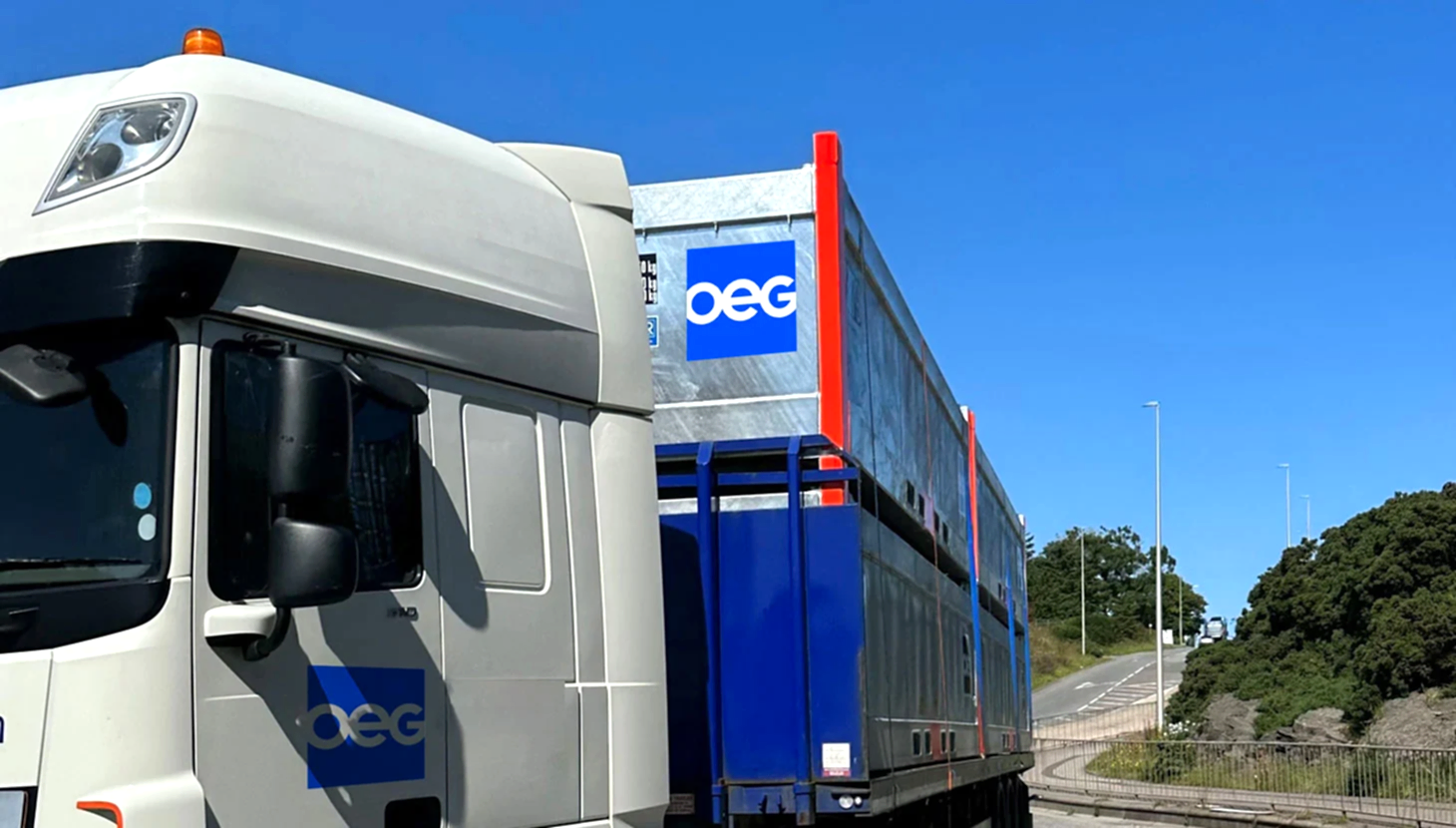 OEG container in transport on the back of a truck.
